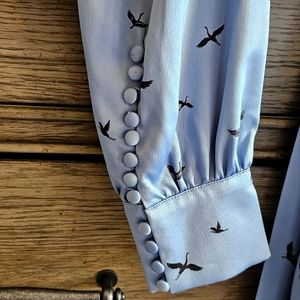 H&M stunning silk blue bird dress